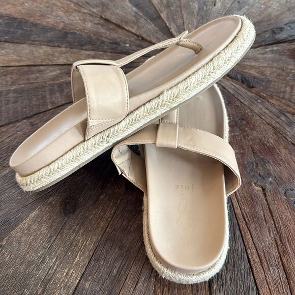Joie Nacho Faux Leather Tan BoHo Espadrille T-Shape Thong Sandal - Picture 5 of 6